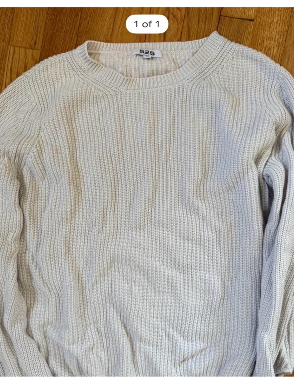 525 America Cream Crewneck Rib Knit Sweater